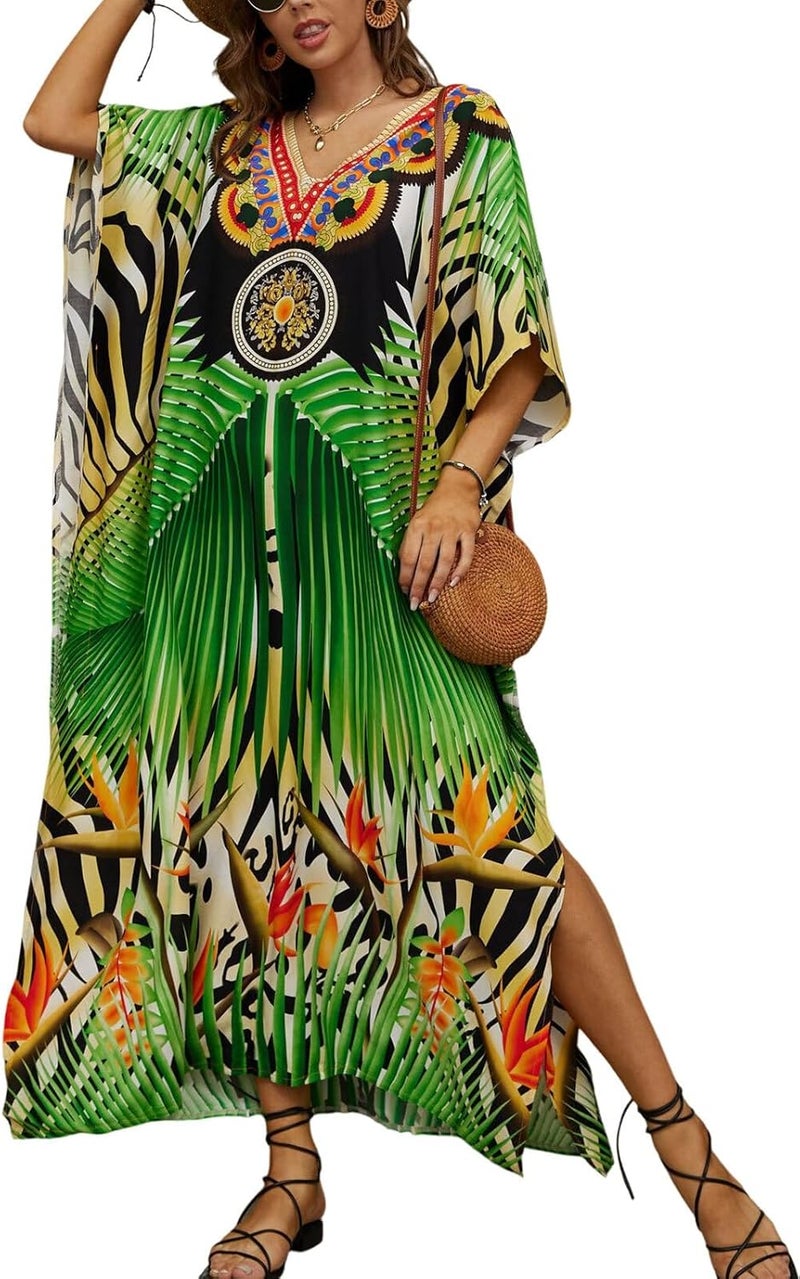 IMAGEKOPE Kaftan Dresses for Women Plus Size Bathing Suit Cover up Caftan Maxi Beach Dresses - Image 1